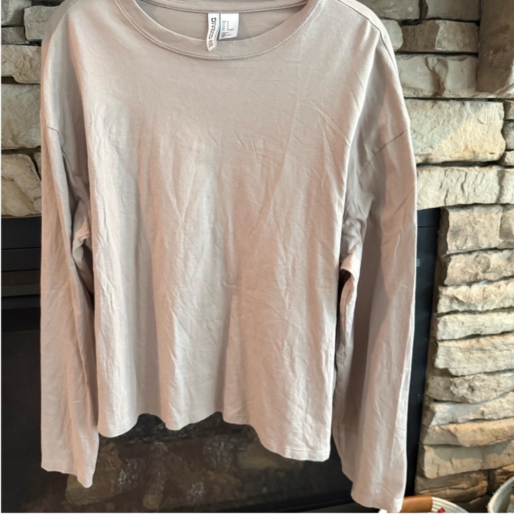 H&M Tan Boxy Long Sleeve Shirt